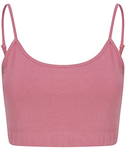 COOZO Damas Top De Tirantes Recortado De Moda Sostenible con Tirantes Ajustables - Rosa Empolvado - S