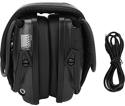 Electronic Shooting Ear Defenders with Noise Reduction & Sound Amplification - Adjustable Safety Earmuffs for Hunting, Range, DIY - Foldable Hearing Protection Earmuffs (Black)