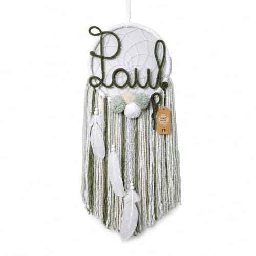 Generisch Traumfänger mit Namen (Grün) - personalisierbar I Geschenk zur Geburt & Taufe I Handmade Baby I Personalisierte Geschenke Baby
