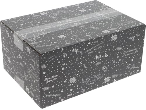 ratioform | Versandkarton Motiv Christmas Allover | VE 20 Stk | Innenmaße 350 x 315 x 170 mm | anthrazit
