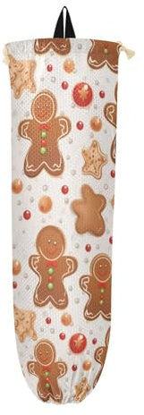 Lot de 1 support de sac en plastique à suspendre avec étoiles de Noël en forme de pain d'épices réutilisable et lavable pour la maison et la cuisine