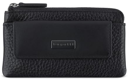 bugatti Sina Schlüsseletui mit 2 Schlüsselringen Leder, Damen-Schlüsselmäppchen in schwarz