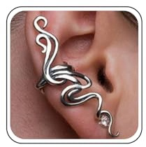 Aneneiceera Pendientes Punk Ear Cuff Plata Exagerada Wrap Vintage Ear Climber Gothic Clip On Earrings Joyería Para Mujeres Y Niñas Regalos (Silver Swirl)