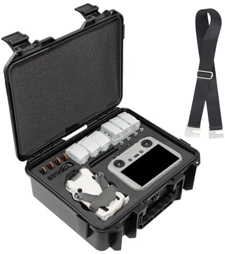 Poweka Valise de Transport Compatible avec DJI Mini 4 Pro/Mini 3/Mini 3 Pro, DJI RC 2/RC/RC-N2/N1 Rangement Étui de Transport Imperméable pour 6 Batteries, avec Bandoulière
