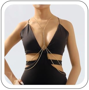 Wendalern Strass Körper Kette Für Frauen Geschichtet Kristall Körper Halskette Sexy Strand Bikini BH Kette Funkelnde Diamant Quaste Bauch Taille Kette Nachtclub Körper Zubehör Schmuck