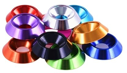 Senkscheibe, Topfscheibe, 1 Stücke M8 M10 M12 Aluminium Bunte Senkkopf Regenschirm Flachkopfschraube Konkav Konische Dekorative Nut Unterlegscheibe Dichtung(BRIGHT BLACK-1PCS,M10)