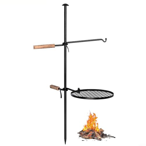 Outdoor Camping Portable Barbecue Grill, Heavy Duty Swivel Grill Stand Premium Cast Iron Construction For Reliable Performance
