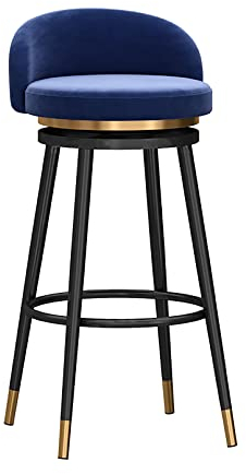 quodsrtas Barhocker-Set mit 4 Thekenhöhe mit Rückenlehne und Drehgelenk, Frühstücksbarhocker für die Küche, 360° drehbar, Sitz mit Samtpolsterung, Schwarze Metallbeine, Höhe 75 cm, weiß (1 Stück)