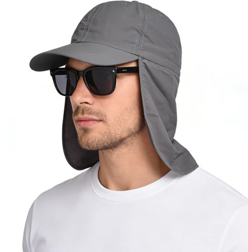 EINSKEY Unisex baseboll solkeps med nackklaff, vattentät packbar sporthatt för golf trädgård safari vandring fiske löpning, Mörkgrått, One Size