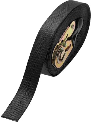 Hihaha Ratchet Tie Down Straps/Heavy Duty Tensioning Belts Motorcycle Trailer Trucks Cargo/Adjustable 800kg 1x 20' / 1 Pcs Black