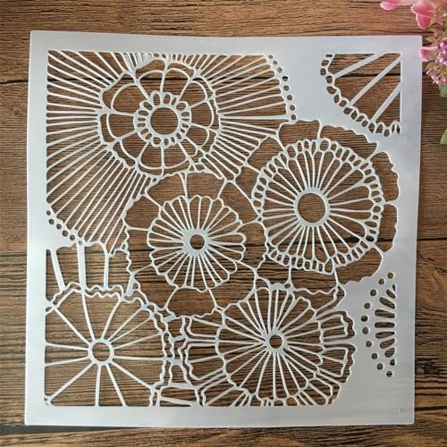 JIAPAILAIYUN Malstencil, 20 x 20 cm, mehrschichtige Muschel, gewellt, wiederverwendbar, Schablone zum Malen auf Holz, Handwerk, Leinwand, Papier, Stoff, Möbeln, Wänden, Stil I