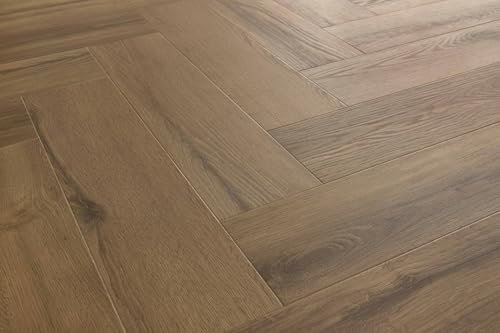 Luxuriöser Vinyl Fischgrätboden Eiche Braun ROCHESTER 5mm – Klick-Vinyl, 1,4 m²/Paket, hypoallergen, langlebig, umweltfreundlich, ideal für Wohn- und Gewerberäume.