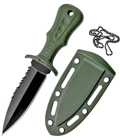 Joa Outdoor feststehende Gerade Festes messer gezahnt kleine stahl Jagdmesser scharf camping gegen messer grün Gürtelmesser survival multitool edc neck knife messer mit Scheide