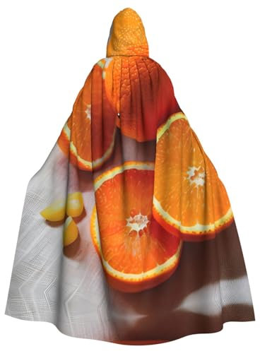 YaWea Unisex Hooded Cloak Fresh Orange Fruit Print Lightweight Wizard Cloak for Halloween Cosplay Costumes