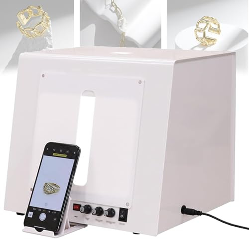 Bärbar fotostudio mini-fotograferingstält ljuslåda kit med hastighetsjusterbar elektrisk skivspelare, 3000-5500k justerbar ljusstyrka LED-lampor och avtagbar svart bakgrund,30cm