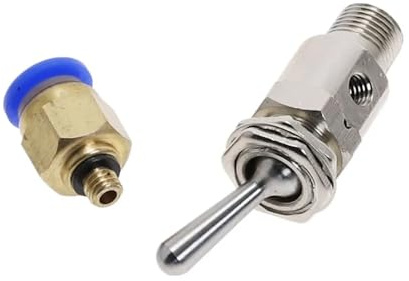 Air Pneumatic Mechanical Valve TAC-3V Exhaust Valve 2 Position 2 Way ON/OFF M5 Thread Toggles Switch Valves with Fiitting(PC 6mm Fittings)