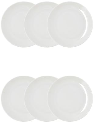 Bidasoa Set de 6 platos Harmony Hydrozero de porcelana 19 cm | Blanco, Porcelana, formato redondo, acabado brillo, 19 cm, 6 piezas, apilable, apto para microondas, apto para frigorífico