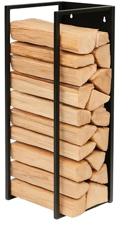 Relaxdays Kaminholzregal, Wandmontage, HBT: 75x25x25 cm, Feuerholz, schwarz | pulverbeschichtet, Eisen, Brennholzregal