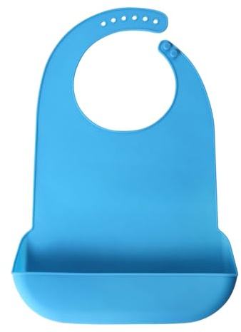 Nucelit Matsäker silikon vuxen haklapp vattentät rapduk med matfångare del 3D äldre matning förkläde fashionabel vuxen måltid vakt, marinblå, en storlek