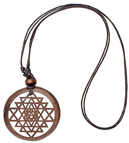 81stgeneration Halskette mit Sri Yantra-anhänger aus Holz | Surfer-Halskette mit Spirituellem Symbol, Kordel, für Damen, Längenverstellbar | Tribal Naturschmuck für Herren