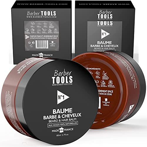 Bartbalsam | N°1 | mit 100% natürlichen Ölen 80ml - MADE IN FRANCE- Nährt, hydratisiert, strukturiert. Mit 2 Wachsen, 2 Buttern, 5 Pflanzenölen, 2 ätherischen Ölen, Vitamin E - BARBER TOOLS