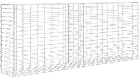 Festnight Gabione Steinkorb Stahl 85 x 30 x 200 cm für Verschiedenste Gartenprojekte Silber