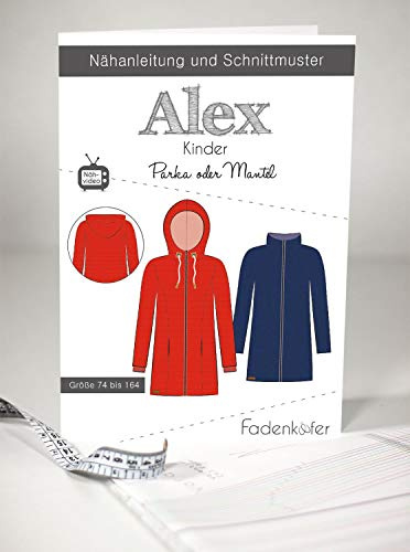 Schnittmuster Fadenkäfer Parka oder Mantel Alex Kinder Gr.74-164 Papierschnittmuster