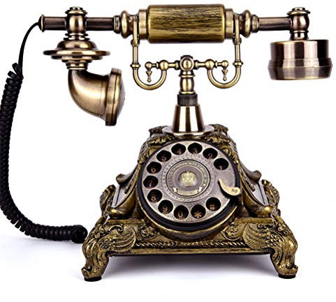 Wanym Vintage Retro Telephones landline Retro phone, Rotary dial telephone, Retro Style Phone, Vintage Telephone, Classic desk phone With Rotary dialler(Resin imitation Copper)