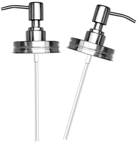 HEMOTON Edelstahl Seifenspender Deckel 2Er Set 70# Lotionspumpe Ersatzpumpen Für Mason Jar Einmachglas Küche Und Bad 8.27X2.76 Zoll