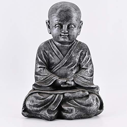 dasmöbelwerk Buddha Statue Garten Deko Figur Skulptur Feng Shui Asia Mönch Meditation sitzend