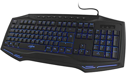 uRage Clavier Gaming Rétroéclairé (Clavier Gamer Silencieux, Rétroéclairage 7 Couleurs, Anti-Ghosting, Win-Lock, AZERTY, Filaire, Repose Poignet, 4 Touches Macro, 12 Touches Fonctions directes) Noir