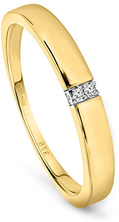 Miore Anello di fidanzamento da donna con diamante 0,02 carati con 4 diamanti brillanti in oro giallo 9 carati/oro 375, Metallo, Diamante