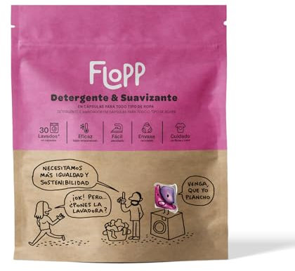 Flopp Detergente Con Suavizante En Cápsulas Para La Ropa Duo Caps 2en1, Rosa, 30 Unidades