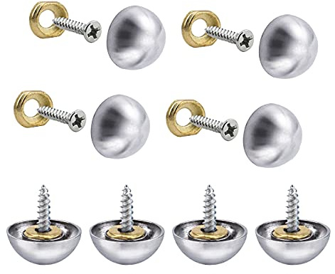 INCREWAY Lot de vis à miroir, 19 mm, 20 pièces, alliage de zinc, clous de miroir, capuchons décoratifs, vis à miroir, capuchons (argent)