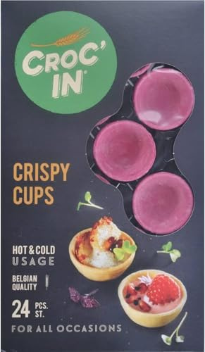 CROC’IN - Teigschälchen zum Bestücken Fuchsia - Tarteboden für süße Stückchen oder herzhafte Aperitifhäppchen - Handwerklich hergestellt & Vegan - 24 Stück