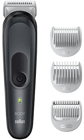 Braun BG 3340 Body Groomer 3 helkropp med SkinShield-teknik och 3 verktyg, helkroppsvård från bröstet, armhålorna till ben och ljumsk