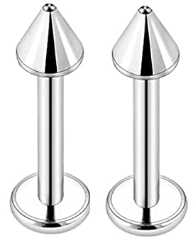 Nasenpiercing Indisch, Nasenstecker Chirurgenstahl Ring Silber Kegelstollen Schmuck Zunge Lippe 2 Stück Damen Geschenk