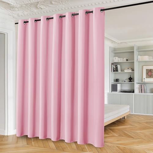 Beauoop 100% Blackout Curtains 84 Inches Long for Patio Sliding Door Pink Solid Extra Wide Room Darkening Thermal Insulated Room Divider Soundproof Grommet Window Treatment Drapes,100x84 Set of 1