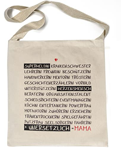 TOBJA Baumwoll-Umhängetasche für Mama - Geschenk zum Muttertag - 100% Baumwolle - In Deutschland bedruckt - Praktische Markttasche - Größe 42x40,5x6cm