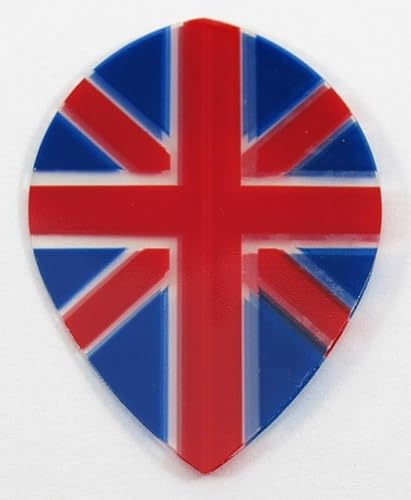 US Darts 5 Sets (15 Flights) Union Jack Pear Dart Flights(Clear Background) - 75 Micron (Great Britain, England)