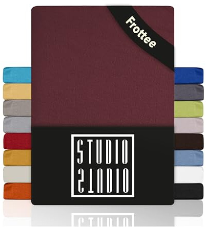 STUDIO Basic Frottee Spannbettlaken 140x200cm – weiches Frottee-Spannbetttuch aus 80 % Baumwolle & 20 % Polyester – Bordeaux – Öko-Tex Zertifiziert, bügelfrei & elastisch – für Matratzen 15–25cm