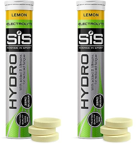 Science In Sport Hydro Hydration Tablets, Gluten-Free, Zero Sugar, Lemon Flavour Plus Electrolytes, 40 Effervescent Tablets (20 x 2 Bottles)