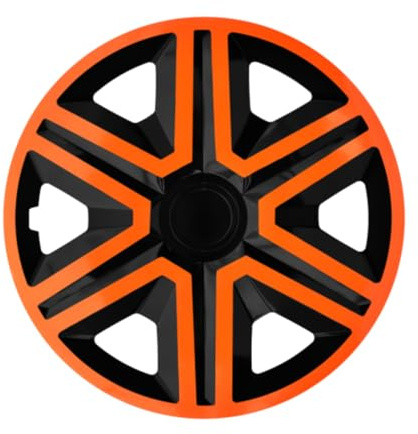 Luckyberg Radkappen 16 Zoll Action | Zierkappen in vielen Farben, Radzierblenden 4er-Set für die meisten Automarken und Stahlfelgen. Felgenabdeckung für Autofelgen. (16 - ORANGE/SCHWARZ)
