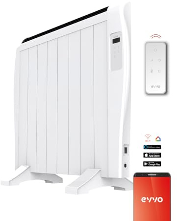 EVVO C8 värmestrålare, vit, 1 200 W, 8 element, WiFi, fjärrkontroll, timer (8 element)