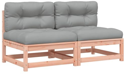 vidaXL Gartensofa ohne Armlehnen 2 STK., Modular Sofa mit Kissen, Gartensessel mit Lattenrost, Relaxsessel Lounge Sessel Gartenmöbel, Douglasienholz