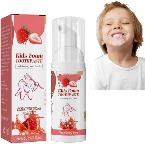 Lovelycat Schaumzahnpasta mit niedrigem Fluorid-Schaumzahnpasta mit Schaumzahnpasta und Mundwasser für die Mundpflege von Kindern im Alter von drei Jahren (Strawberry-1)