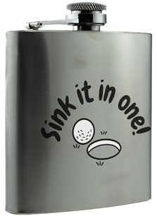 Flasque en acier inoxydable « Sink It in One » - Idée pour les amateurs de golf pour la famille et les amis (hip-ha23-sinkinone)