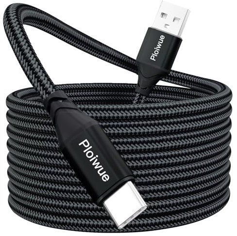 Cavo USB C 6 m, extra lungo, USB C, cavo di ricarica in nylon intrecciato, PS5, cavo di ricarica USB tipo C, per Samsung Galaxy S22 S21 S20 S10 S8 Note 10 9 8, PS5, Huawei P30 P20, LG V30 V20 (nero)