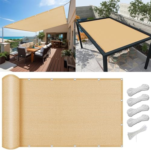 Voile d’ombrage Rectangulaire 4 x 5 m, Perméable Une Résistant et Respirant, Anti-âge, Toile D'Ombrage Voile Ombrage, Filet dombrage Rectangle, pour Pergola, Extérieur, Jaune Sable