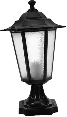 Hemobllo Lampada Da Pilastro a Colonna Per Esterno, Lampione Da Giardino Compatto in Vetro e Metallo, Illuminazione Sicura Per Cancelli e Cortili Stile Villa Europea